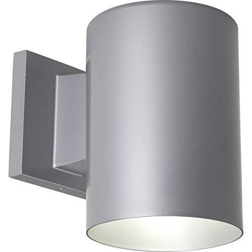 Image of Progress Lighting 5-Inch Cylinder Outdoor Wall Sconce, 1-Light Modern Wall Mount Light, Interior and Exterior Lighting for Home or Porch, Aluminum Construction, Metallic Gray (P5674-82)