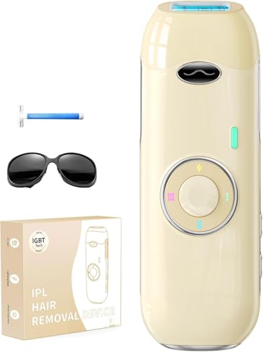 Depiladora Laser IPL - Depiladora de Luz Pulsada Indolora con Energía Máxima de 22J, Ideal para Uso en Casa, Adecuado para Mujeres y Hombres en Cuerpo, Rostro, Axilas y Piernas (Beige)