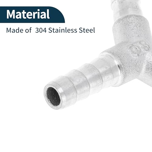 TUCKBOLD 304 Edelstahl Schlauchstutzen 5/16\ 3-Wege Y-förmiger Verbinder für Luft Wasser Öl Gas Kraftstoff 2 Stück Silberton