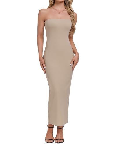 Strapless Slip for Under Dresses Full Slip for Women Tight Tube Top Dress Slip Long Bodycon Dress