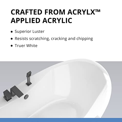 Dreamline Caspian 66 In. W X 36 In. D Freestanding Bathtub In White #TOP6