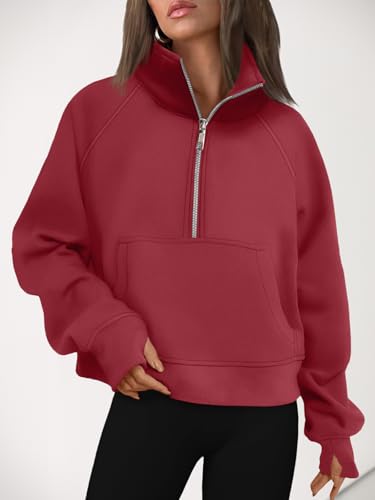Image of AUTOMET Womens Sweatshirts Half Zip Cropped Pullover Fleece Quarter Zipper Hoodies 2026 Fall Fashion Outfits Clothes