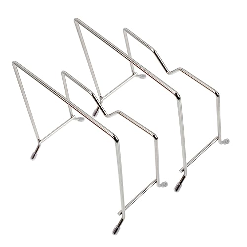 BRIGHTFUFU 2Pcs Skid Cutting Board Stand Pot Lid Shelf Stainless Steel Kitchen Board Holder Multi Purpose Desktop Organizer Pot Lids Space Saving Design