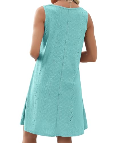 Image of elescat Swimsuit Coverup Summer Dresses for Women Eyelet Casual Loose Sleeveless Sundress with Pockets 2026