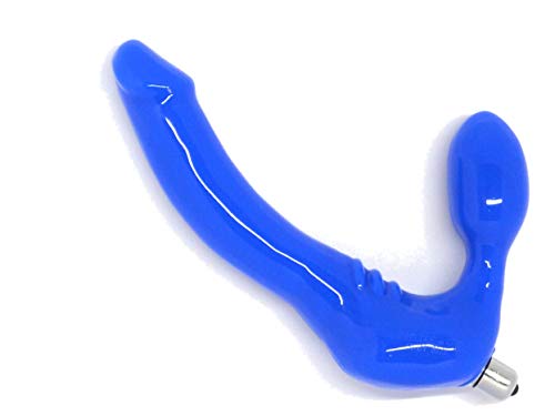 Feeldoe ® Slim Silicone Strapless Strap-On, Harness-Free Double Dildo In Blue With Vibrator, Slim Size: 5-1/2" X 1-1/4" (Alkaline Batteries Included) #TOP1