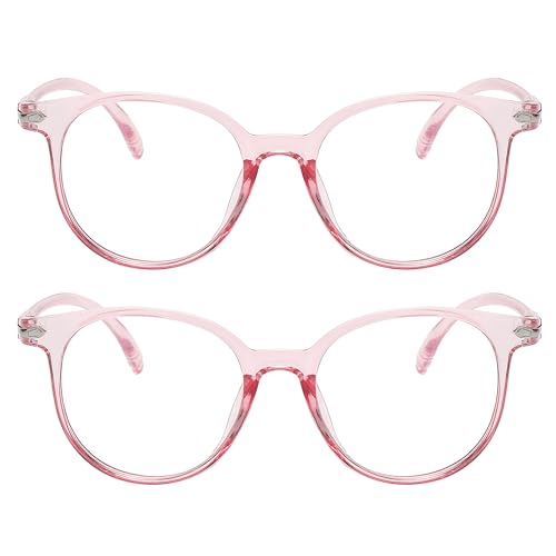 Image of OWL Round Blue Light Blocking Fake Eyeglasses for Women Men - Lightweight Frame, Anti UV400 Rays Protection Eyewear - 2 Pack