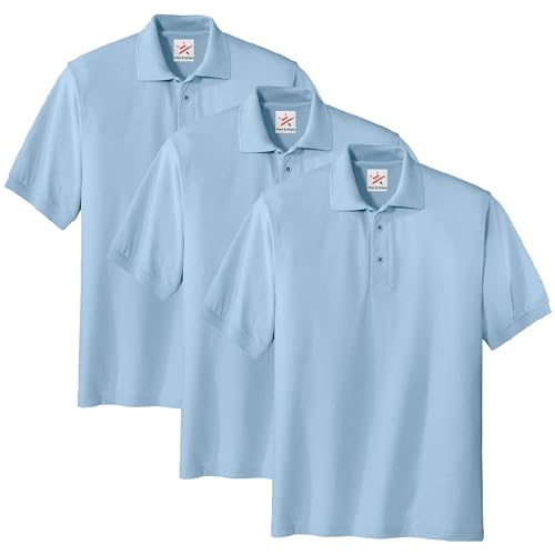 3 Piece Premium Polo Shirts Durable Plain Work Wear Polo Shirt(XL, Sky Blue)