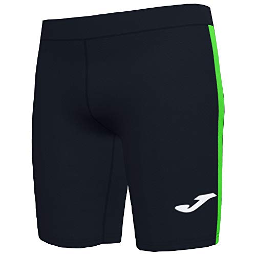 Joma Elite VII Short Running, Niños, Negro-Verde Fluor, 2XS