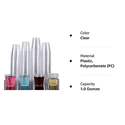 Zcaukya 100 Shot Glasses, 1Oz Clear Plastic Disposable Hard Cups, Mini Cups Great Container For Sauce, Sample Tasting, Jello Shots, Pudding #TOP7