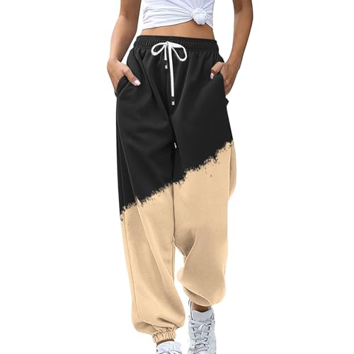 Calça de moletom folgada para mulheres, calça de moletom feminina de cintura justa, calça jogger de