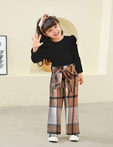 Image of MIGU Toddler Girl Clothes,Girls Fashion Clothes Puff Sleeves Shirt Pants Headband 3Pcs Girls Gifts Sets