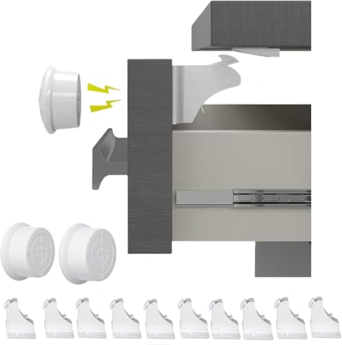 10 Pack Child Safety Magnetic Cabinet Locks with 2 Keys,No-Drill Baby Proofing Locks to Childproof Cabinets & Drawers,Easy Installation