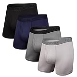 BAMBOO COOL Men's Underwear Boxer Briefs Soft Breathable Performance Bamboo Viscose Underwear for Men 4 Pack (M)