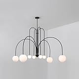【Dimensions du lustre doré moderne】Ce luxueux lustre globe est fabriqué en métal doré de haute qualité, difficile à déformer, et conserve ses belles courbes. Chaque ampoule et son abat-jour en verre sont orientés vers le bas, ce qui permet à la source lumineuse de se diffuser vers l'extérieur à partir du centre, créant ainsi une atmosphère chaleureuse dans votre maison.