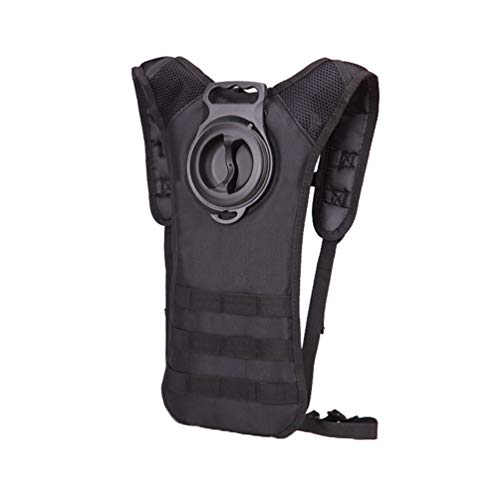 OttoBen Fahrrad Trinkrucksack, 3L im Freien Taktische Tarnung Militär Molle Laufrucksack mit Trinksystem Wandern Radfahren Camping Wasserspeicher Trinkblase Tasche Schwarz Cover