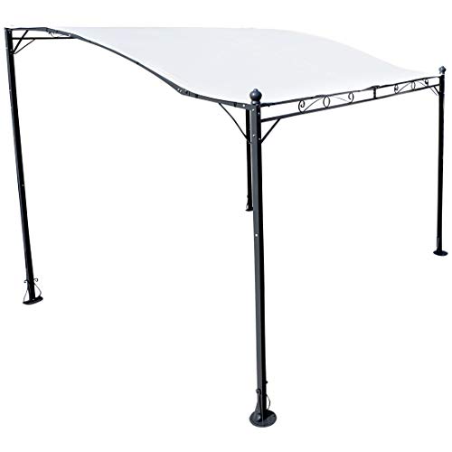 ALEOS. Wand Anbau Pavillon 3 x 2,5 Meter mit Dach 100% wasserdicht UV30+, Farbe:Cremeweiss Cover
