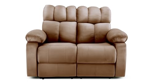 Image of Little NAP Helios Soft Suede Fabric Two Manual Standard Recliner | Padded 2 Seater Aaram Sofa | Relaxing Chair for Home Office Living Bed Room | Brown
