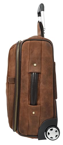 Genuine Leather Suitcase On Wheels Cabin Size Trolley Travel Bags Bourse, Vintage Brown, Cabin, Suitcase3