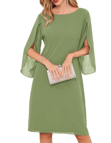 GRACE KARIN 3/4 Sleeve Mother of Bride Dresses Wedding Guest Cocktail Dress Dressy Elegant Formal Dresses Army Green 16