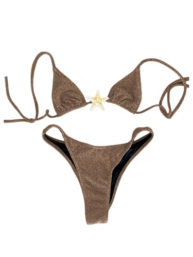 SOLY HUX Women's Sexy Halter Triangle Bikini Set Tie String Swimsuit High Cut Thong Two Piece Bathing Suit
