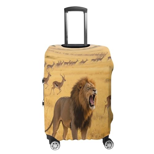 Lion on Savanna Elastic Luggage Cover Suitcase Protector for 19-32 Inch Suitcases | Universal Stretchable Travel Bag Cover | Anti-Scratch, Washable with Zipper Closure M4