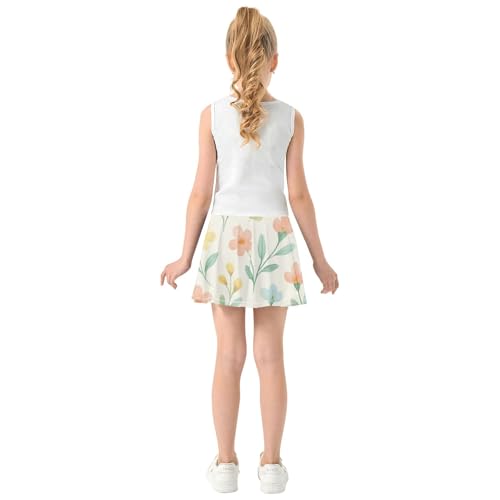 Tennis Skirts Toddler Cute Floral Beige Girls' Shorts Athletic Skorts Dance Golf School Skirt 4t4