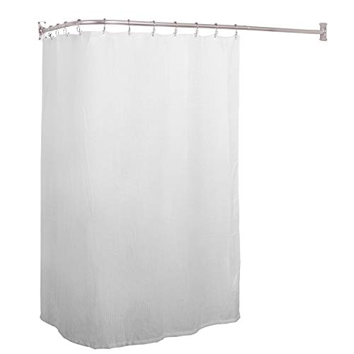 Utopia Alley Rustproof L-Shaped Corner Shower Curtain Rod, Nickel