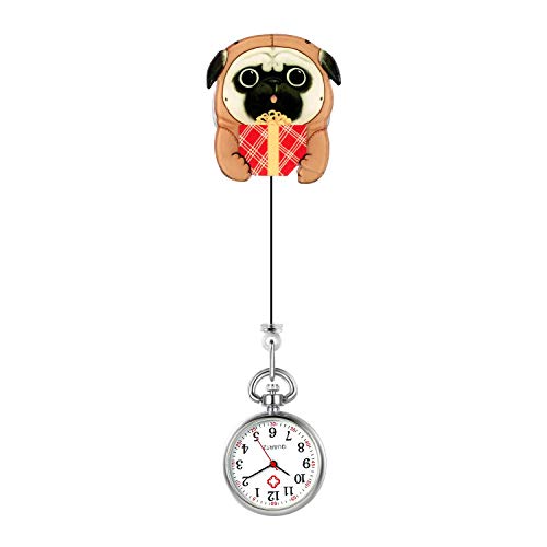 Avaner Reloj de Bolsillo para Enfermera Reloj retráctil para Enfermera Colgante Acrílico Diseño de Dibujos Animados Reloj de Solapa portátil con Clips Reloj Fob Reloj de Bata Reloj de Hombres Mujeres