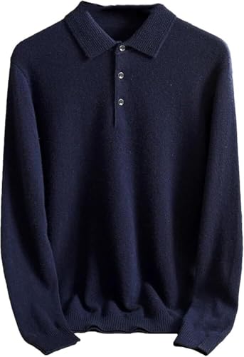 Men's Cashmere Button Collar Sweater Winter Business Casual Pullover Comfortable Warm Versatile Office Wear Knit Top