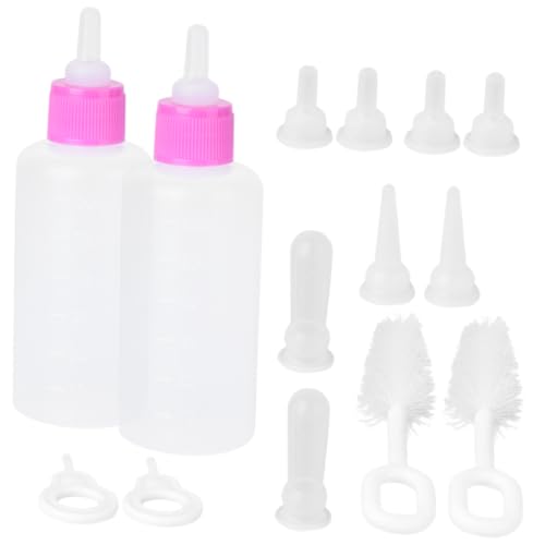 SUPVOX Pet Bottle Set for Newborn Puppies Kittens 60ml Nursing Bottles 2 Sets Sturdy Break-Resistant Plastic Compact Design for Outdoor Use