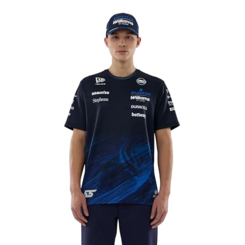 New Era Williams Racing F1 Team, Official 2026 Collection, Team Tech Carlos Sainz Drivers T-Shirt, Shirt, Tee, Jersey, Navy Blue (UK, Alpha, L, Regular, Regular)