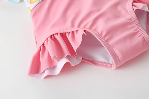 Image of AMIYAN Toddler Girls One-Piece Swimwear Short Sleeve Ruffle Swimsuit Zipper Rash Guard Bathing Suit for Little Girls 1-5Y