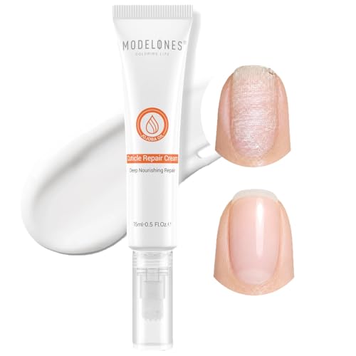 modelones Cuticle Cream, Ultra-Hydrating Nail Care for Damaged Nails Organic Jojoba Oil Vitamin E, Cuticle Softener Non-greasy Dry Cracked Cuticles 15ML
