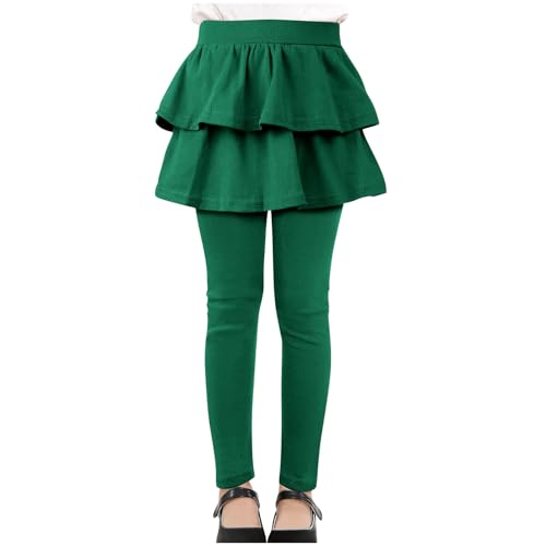 Girls Skirted Leggings Stretchy Casual Elastic High Waisted Cute Layered A-Line Skirts Athletic Dance Tights for 3-14 Years