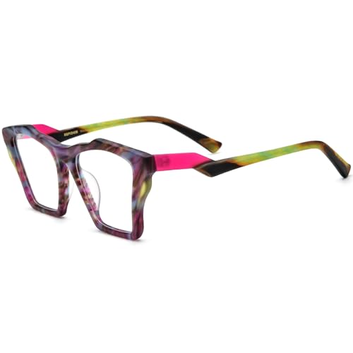 Image of HEPIDEM Gradient Multicolor Acetate Glasses Frame Women Big Oversize Eyeglasses 2023 New Spectacles Eyewear