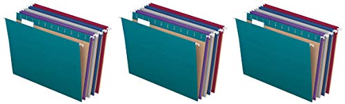 Pendaflex Recycled Hanging File Folders, Letter Size, Assorted Jewel-Tone Colors, Two-Tone for Foolproof Filing, 1/5-Cut Tabs, 25 Per Box (81667) (Thr?? ?ack)