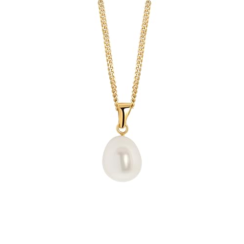 Collier femme perle Miore en or 14 carats 585 avec fermoir à ressort sécurisé contre la perte