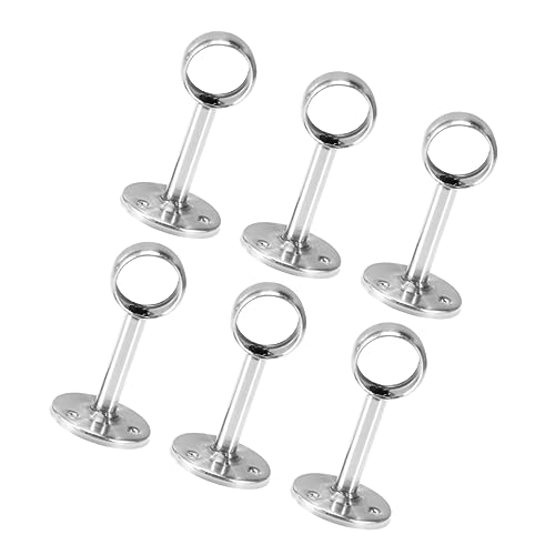 SOLUSTRE 6Pcs Heavy Duty Stainless Steel Wardrobe Rod Bracket Support for Closet Easy to Install Closet Tube Holder Secure Wall Mount for Hanging Clothes and Garments