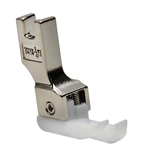 Image of Othmro #TCR Industrial Sewing Machine Presser Feet 1 /16inch Hinged Sewing Presser Foot Plastic and Steel Presser Feet with Right Guide for Single Needle Industrial Sewing Machines White Silver