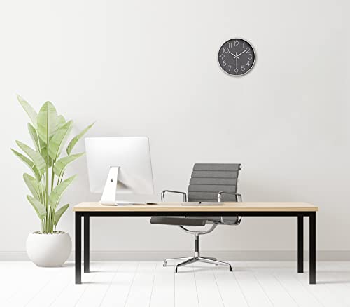 12 Inch Modern Wall Clock Battery Operated, Silent, And Non-Ticking, Use For Home, Office, School, And Shop (Grey And Silver) #TOP4