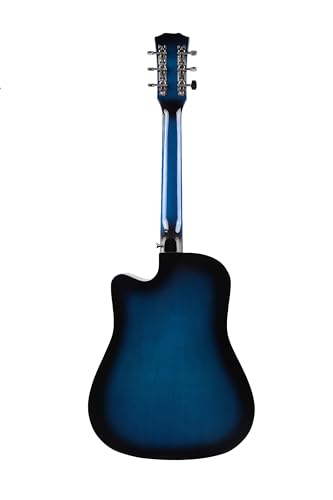 Image of Revel 38 Inch Glossy Acoustic Guitar for Beginners and Professionals with Signature Guitar Feel, Westwood Guitar Style Set with Picks. (BLUE)