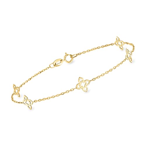 Ross-Simons 10kt Yellow Gold Flower Station Bracelet