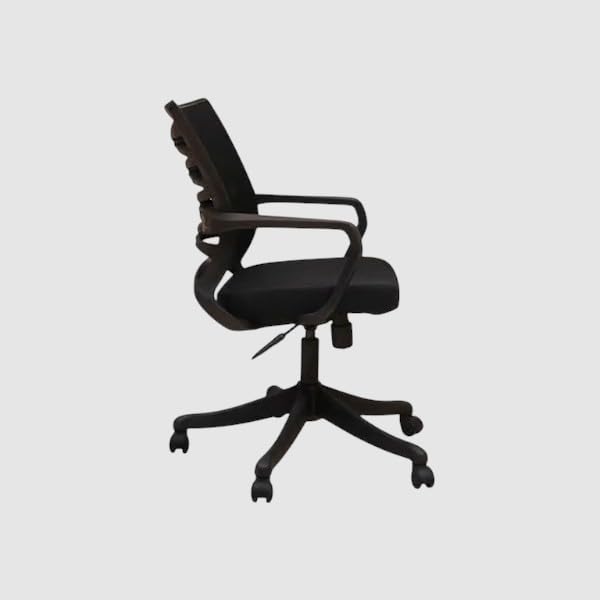 Image of Ergonomic Mesh Office Chair with Adjustable Height, Breathable Backrest | Padded Seat | Fixed Armrests | Smooth 360 Swivel Wheels | Modern Computer Desk Chair for Home Office (Black)