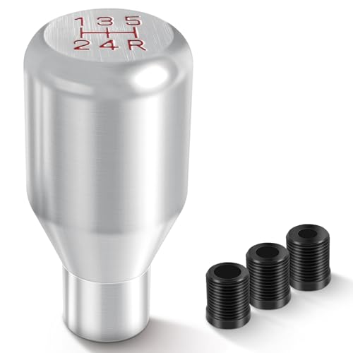 DREAMIZER Pomo de Cambio, Adaptador de Palanca de Cambios Universal de 5 Velocidades, Pomo de Palanca de Cambios de Metal Manual con 3 Adaptadores de 8mm, 10mm y 12mm