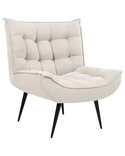 Beliani Sessel Stoff beige mit schwarzen Metallbeinen Dicker Polsterung Modern Alvesta