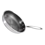 MOLUCKFU Sartén de Acero Inoxidable con Fondo de Panal Antiarañazos y Resistente para Cocinar Huevos y Filetes con Mango Ergonómico y Diseño Plano para Cocina Doméstica
