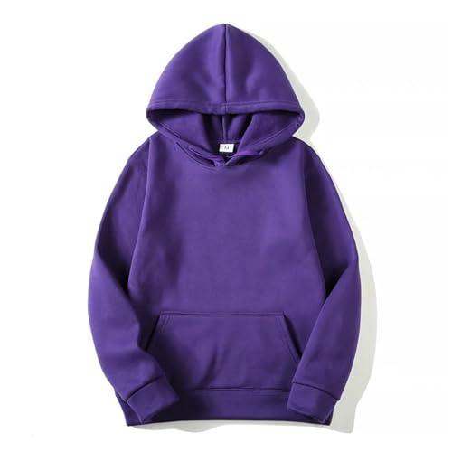 JMORCO Sudaderas Hombres Sudadera con Capucha de Moda for Hombre y Mujer, Primavera, otoño e Invierno, Informal, Color Liso(Purple,XXL)