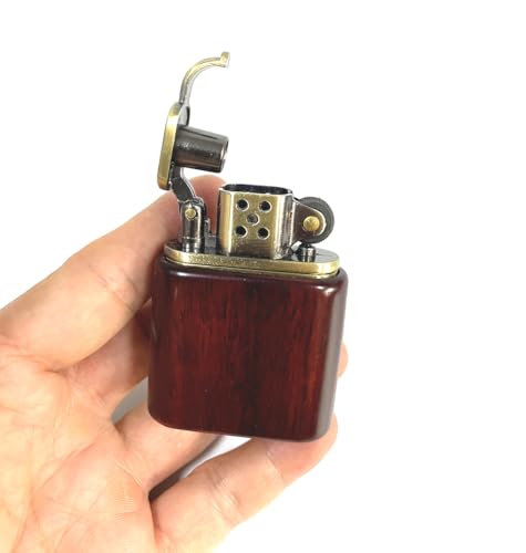 (No Fuel) Vintage Style Oil Lighter with Wooden Cover, Hand-Made Design, Gift for Man