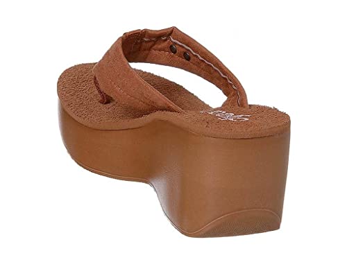 TAMANCO FEMININO DIJEAN 276 PLATFORMA ANABELA SALTO 7 CM Cor:Ambar;Tamanho:35