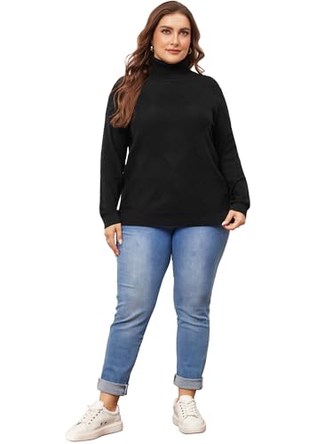 Agnes Orinda Plus Size Pullover Sweaters for Women Lightweight Long Sleeve Turtleneck Novelty Sweater3